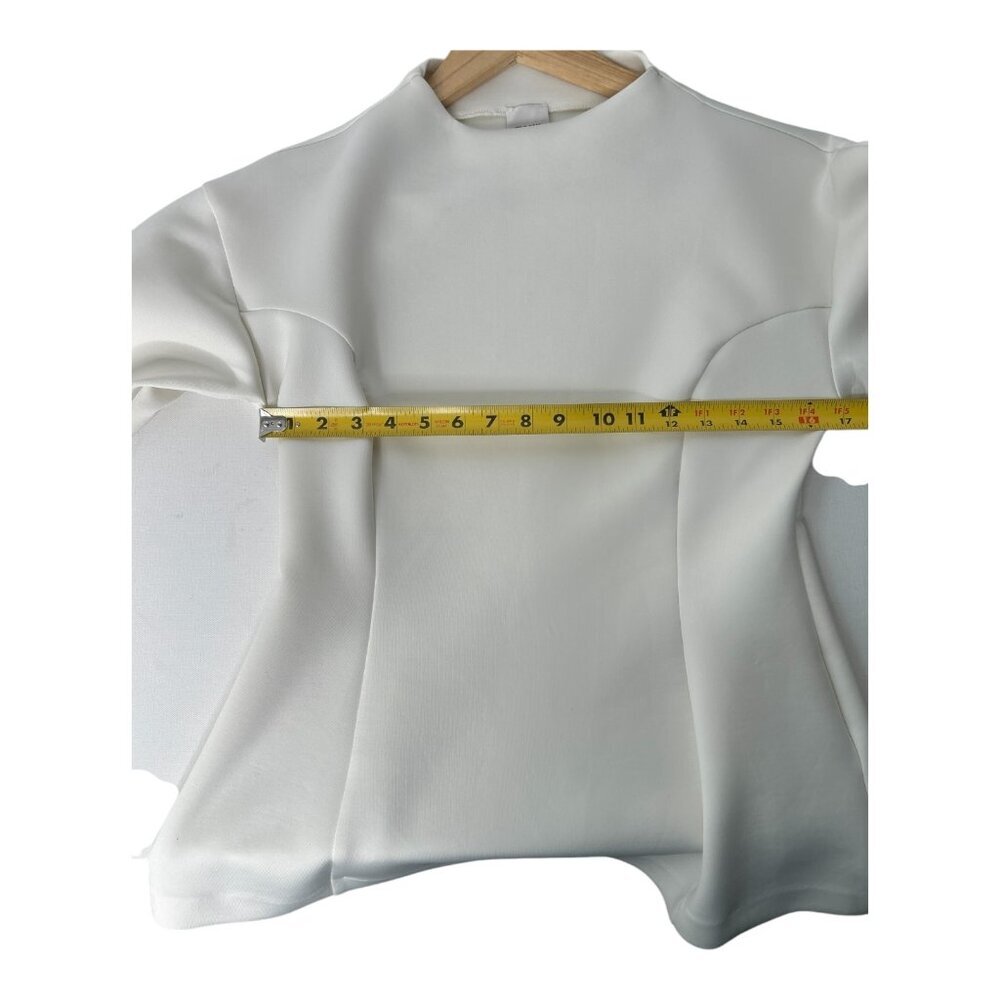 Anthropologie Maeve Neoprene Hourglass Pullover Womens Size Large Ivory Stretch - Picture 7 of 12